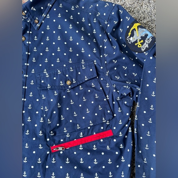 Hawke & Dumar Navy Anchor Men’s Button Fown Shirt NWOT XL - Picture 3 of 10